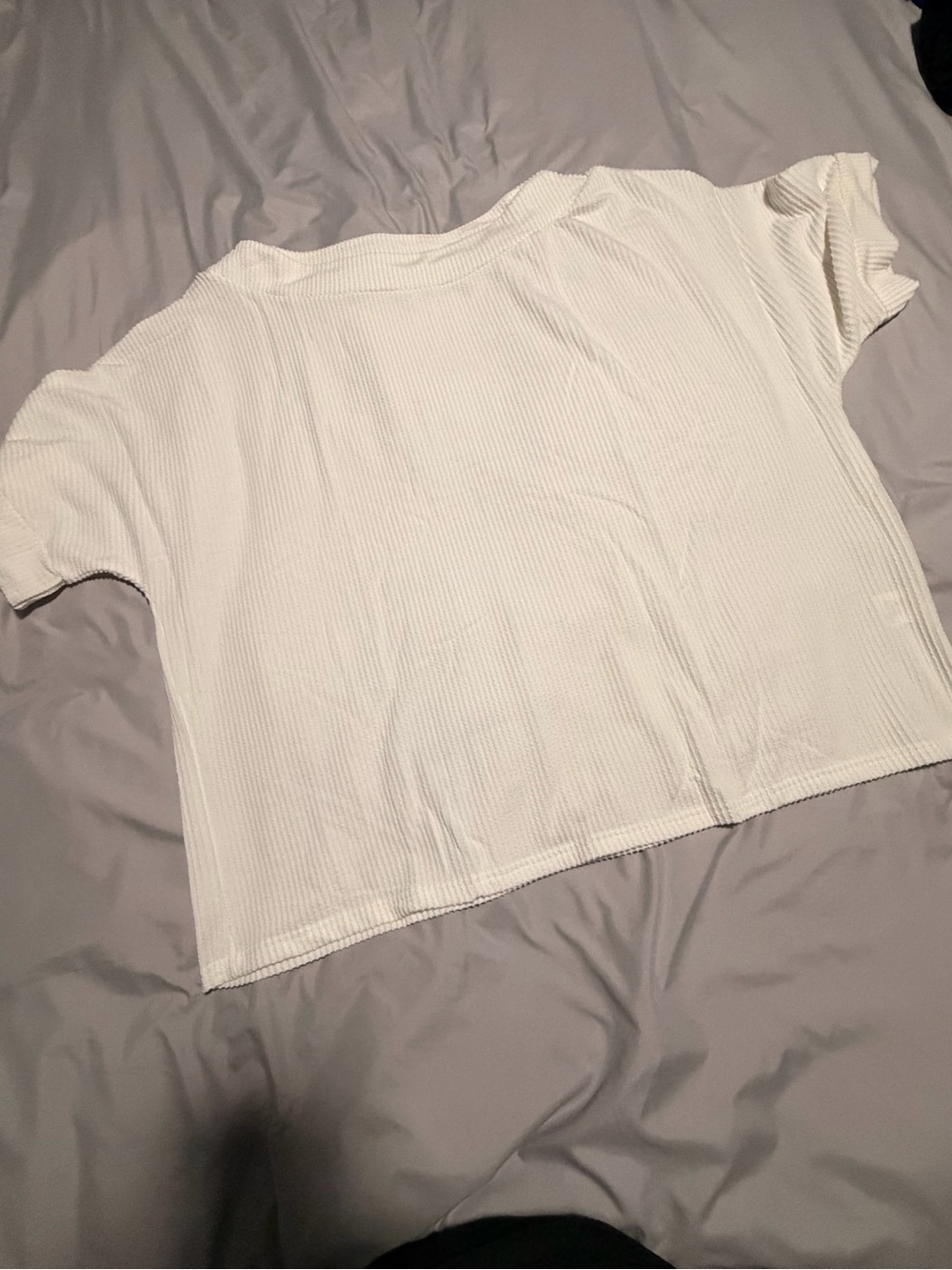 SHEIN White Ribbed Boxy Short Sleeve Tee